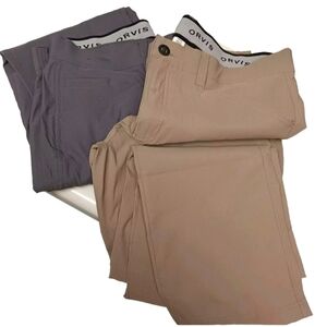 Lot Of 2 Orvis Performance Tech Hiking Golf Stretch Pants Men's 36x32 Gray/Tan